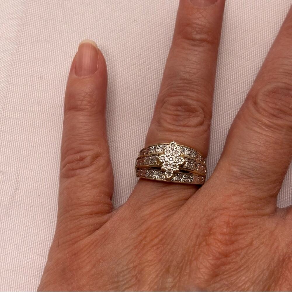 Gold Plated Sterling Silver H 925 Cluster Ring